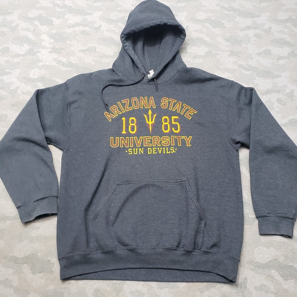 Arizona State University Sweatshirt Mens Large Gray Pull Over Sun Devils Hoodie